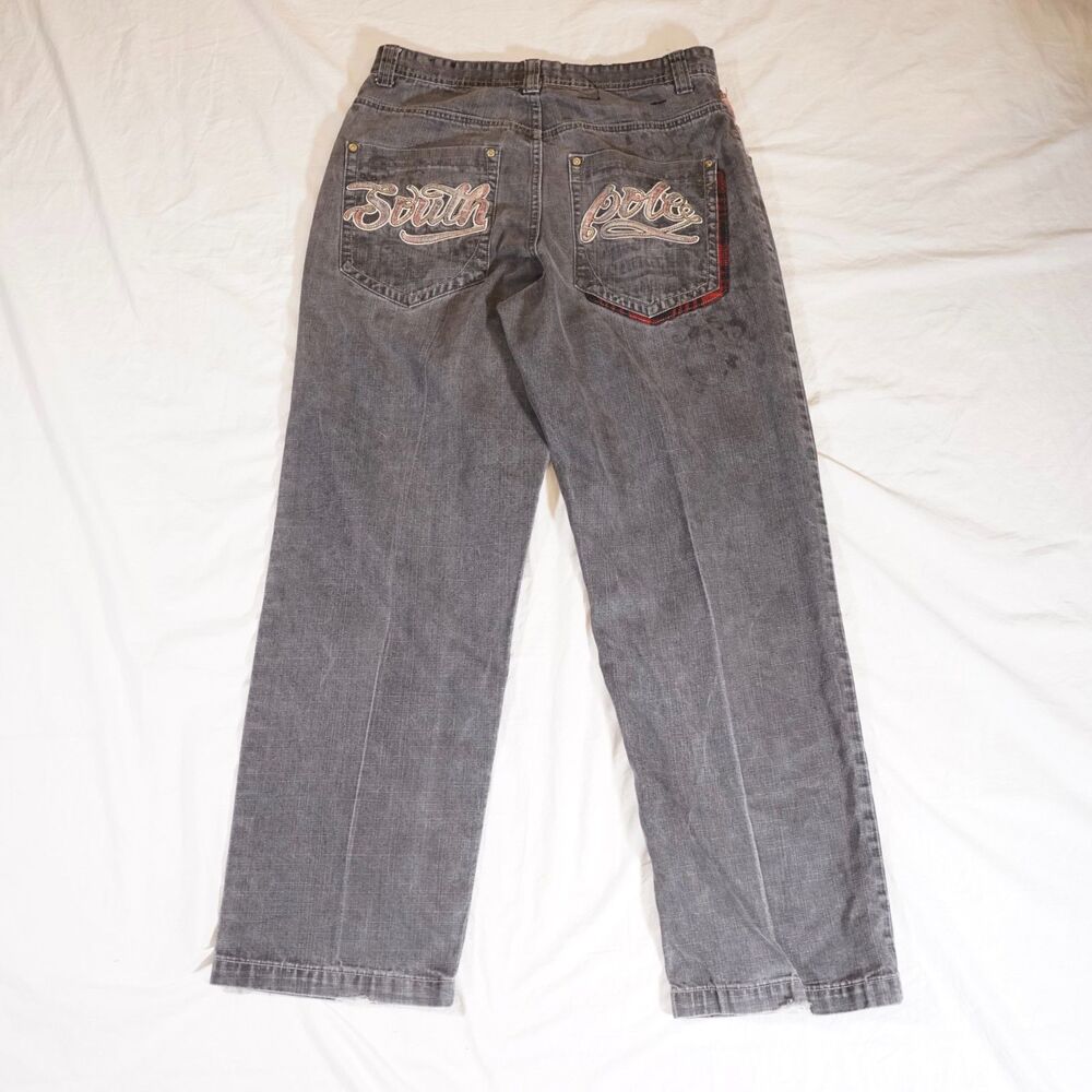 Southpole Script Logo Jeans Spell Out Patch Vinta… - image 2